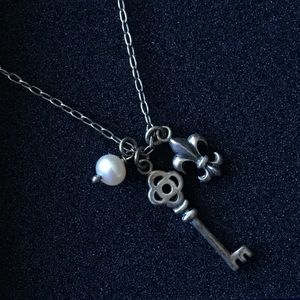 Key and Fleur de Leis Necklace